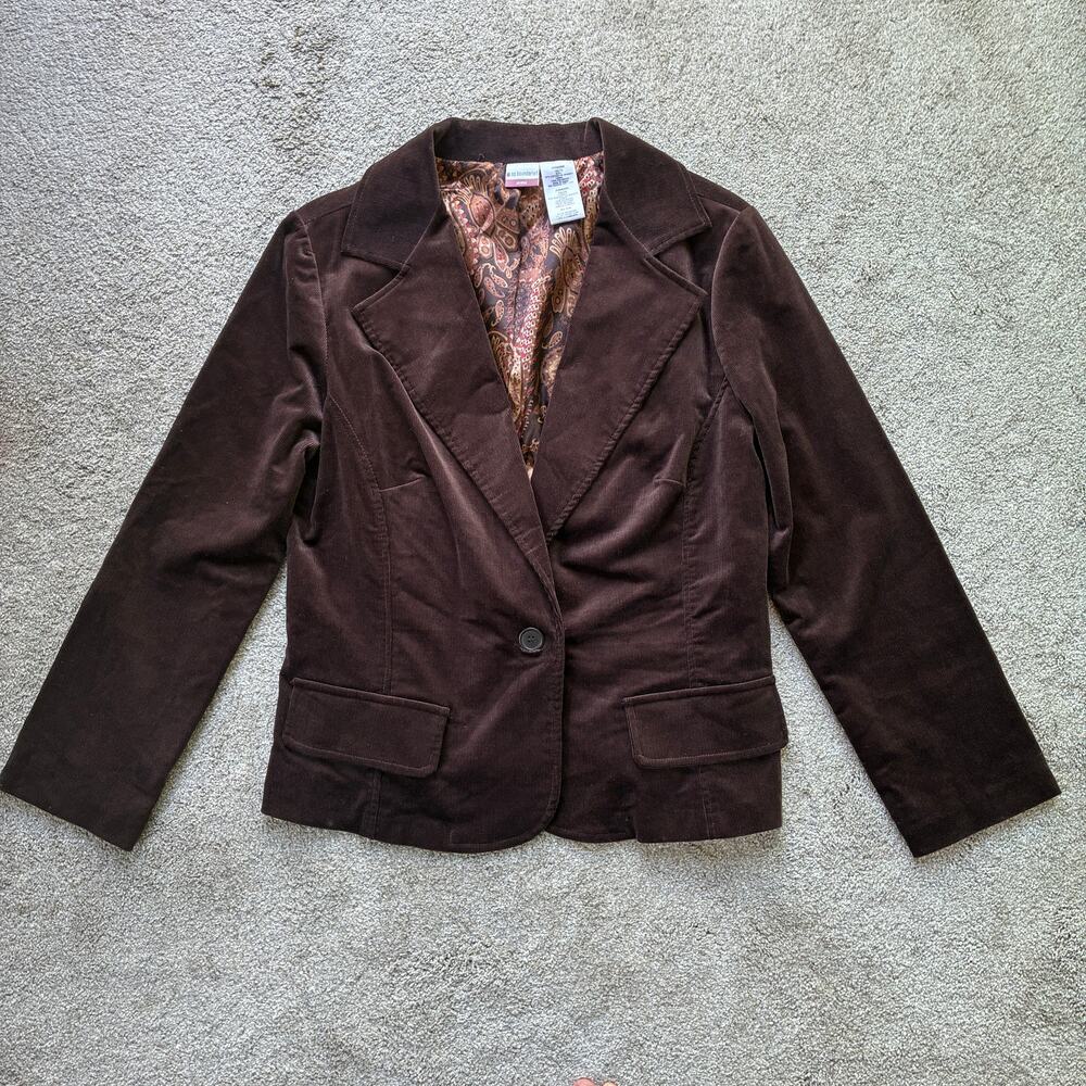 Vintage Y2k Blazer Brown Corduroy Women's Blazer Size L (Juniors 1X)